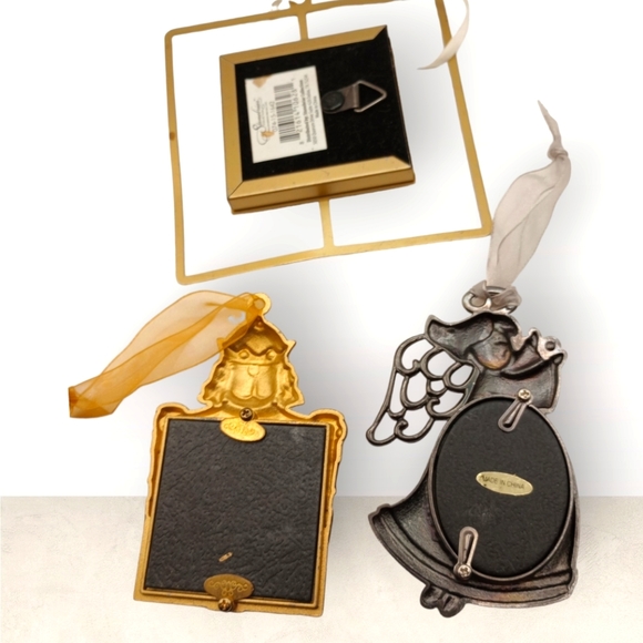 Vintage Lot of 3 Christmas Photo Frame Ornaments Beautiful RETRO - Picture 5 of 5